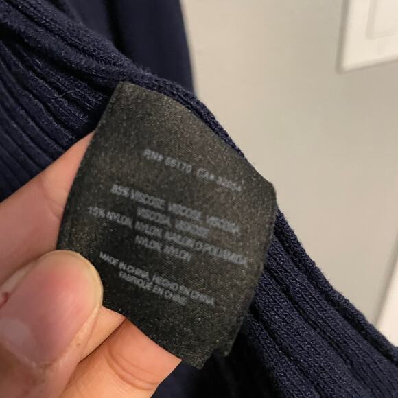 By Anthropologie Womens Cardigan Size 3X Navy Open Front Ruffle Stretch Neutral - Picture 3 of 7